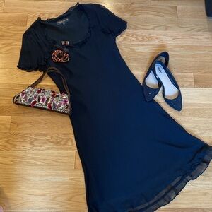 LBD stretchy gauzy little black dress light and airy Donna Ricco NY